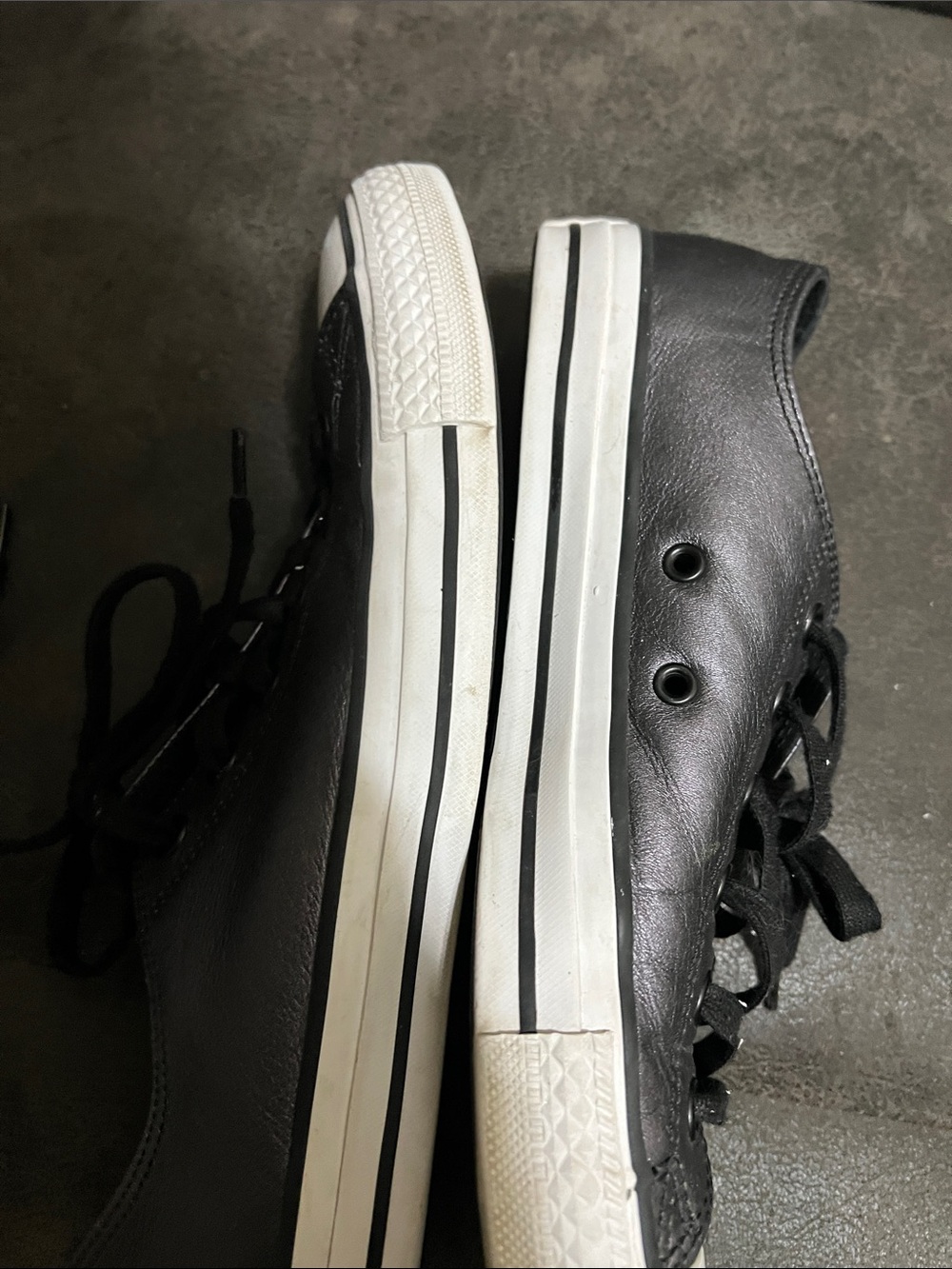 Women’s Leather Converse Dark Gray/silver Low-Top Sneakers - Picture 5 of 9